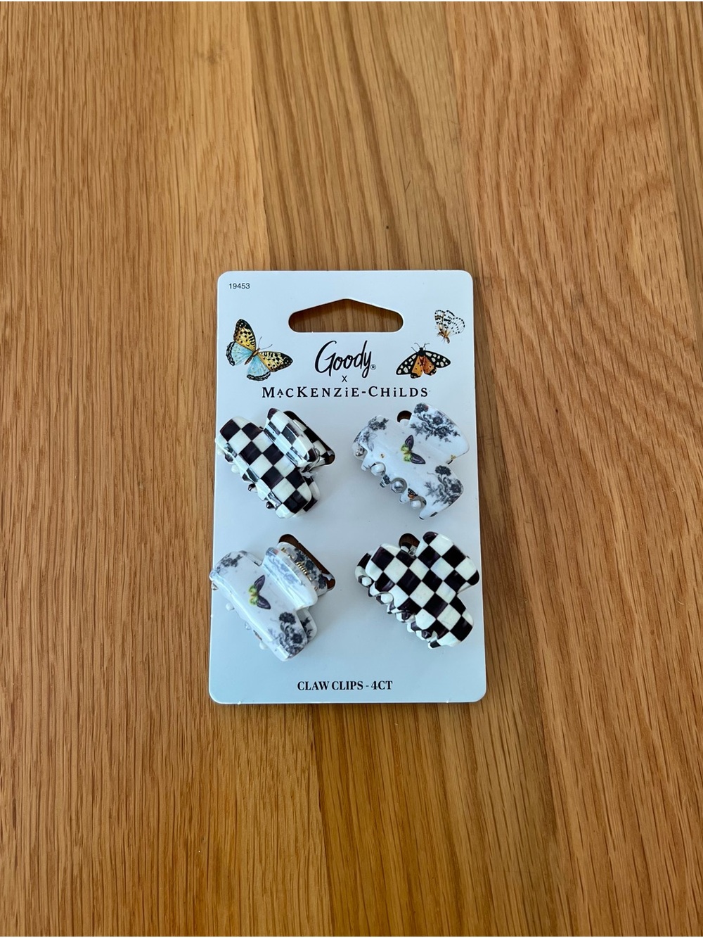 Goody x MacKenzie-Childs Black & White Checker & Floral Mini Claw Clips - 4 Pack